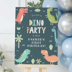 Dino Party Dinosaurussen Verjaardagsfeestje Welkom Poster