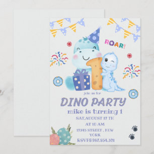 Dino Party eerste verjaardag schattige dinosauruss Kaart