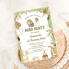 Dino Party | Eerste verjaardag van Cute Dinosaurs Kaart