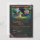 Dino Party Invite – Bewerkbaar Kaart (Voorkant)