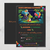 Dino Party Invite – Bewerkbaar Kaart (Voorkant / Achterkant)