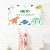 Dino Party Kleurrijke Dinosaurus Verjaardagsbanner Spandoek (Insitu)
