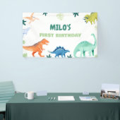 Dino Party Kleurrijke Dinosaurus Verjaardagsbanner Spandoek (Beurs)