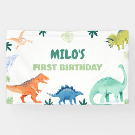 Dino Party Kleurrijke Dinosaurus Verjaardagsbanner Spandoek
