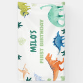 Dino Party Kleurrijke Dinosaurus Verjaardagsbanner Spandoek (Verticaal)