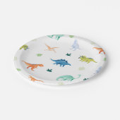 Dino Party Kleurrijke Dinosaurus Verjaardagspapier Papieren Bordje (Gekanteld)