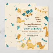 Dino Party. Leuke dinosaurussen 3e verjaardag Kaart (Voorkant / Achterkant)