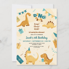 Dino Party. Leuke dinosaurussen 5e verjaardag Kaart