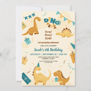 Dino Party. Leuke dinosaurussen 5e verjaardag Kaart