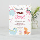 Dino Party Leuke Dinosaurussen Twee Zoete Verjaard Kaart (Staand voorkant)