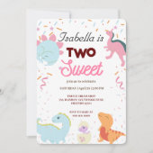 Dino Party Leuke Dinosaurussen Twee Zoete Verjaard Kaart (Voorkant)