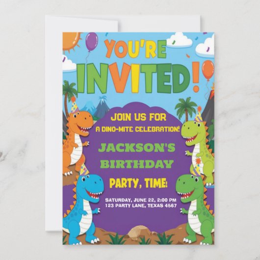 Dino Party | Leuke dinosaurussen verjaardag Kaart (Voorkant)