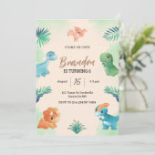 Dino Party | Leuke dinosaurussen Verjaardag uitnod Kaart (Staand voorkant)