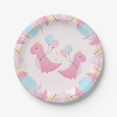 Dino Party | Leuke Pastel Dinosaurussen Verjaardag Papieren Bordje (Voorkant)