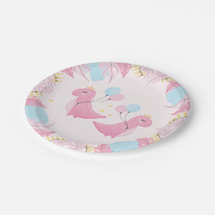Dino Party Leuke Pastel Dinosaurussen Verjaardag Papieren Bordje