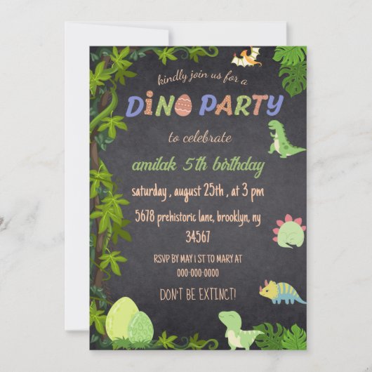 Dino Party oerwoud schattige dinosaurussen Kaart (Voorkant)