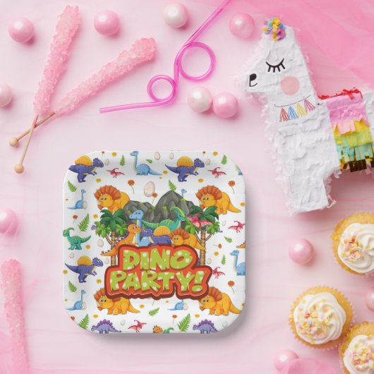 Dino Party  Papieren Bordje (Feest)
