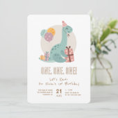 Dino Party Rawr Leuke 1e Verjaardag Kaart (Staand voorkant)