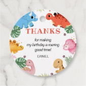 Dino Party Schattige Dinosaurus Verjaardagsfeest Bedankjes Labels (Voorkant)