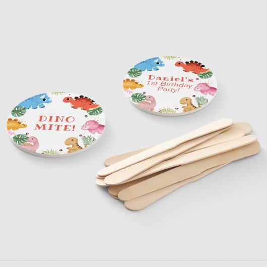 Dino Party Schattige Dinosaurus Verjaardagsfeest Handwaaier (Niet-gemonteerd)