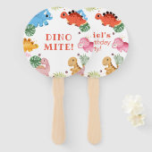 Dino Party Schattige Dinosaurus Verjaardagsfeest Handwaaier (Voorkant en achterkant)