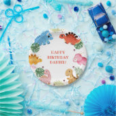 Dino Party Schattige Dinosaurus Verjaardagsfeest Papieren Bordje (Feest)