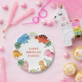 Dino Party Schattige Dinosaurus Verjaardagsfeest Papieren Bordje (Feest)