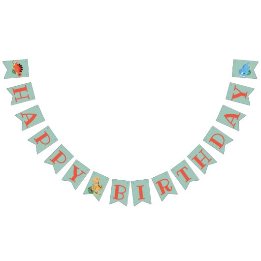 Dino Party Schattige Dinosaurus Verjaardagsfeest Vlaggetjes (Alle)