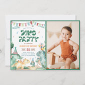 Dino Party Schattigee Dinosaurussen Eerste Verjaar Kaart (Voorkant)