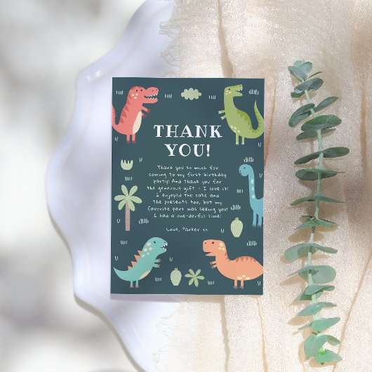 Dino Party Schattigee Dinosaurussen Jongen Verjaar Bedankkaart