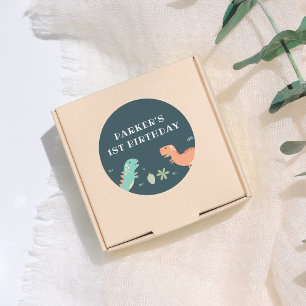 Dino Party Schattigee Dinosaurussen Jongen Verjaar Ronde Sticker