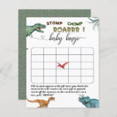 Dino Party stomp chomp roar baby shower bingo game (Voorkant / Achterkant)