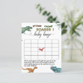 Dino Party stomp chomp roar baby shower bingo game (Staand voorkant)