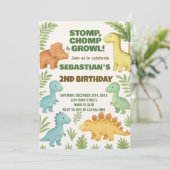  Dino Party Uitnodigen Feestdagenkaart (Staand voorkant)