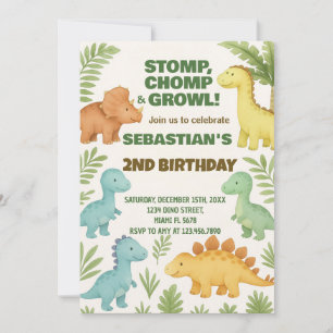  Dino Party Uitnodigen Feestdagenkaart