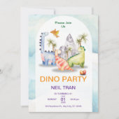 Dino Party verjaardagsuitnodiging – Kinder Kaart (Voorkant)