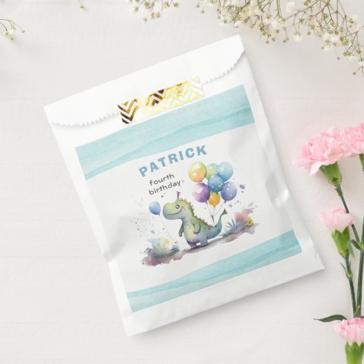 Dino Party Waterverf Boy Blue Square Verjaardag Bedankzakje (Gezegeld)