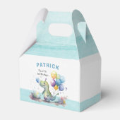 Dino Party Waterverf Boy Blue Verjaardag Bedankdoosjes (Achterkant)