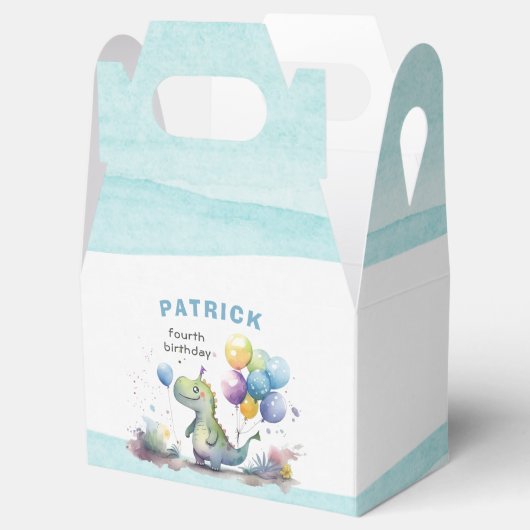 Dino Party Waterverf Boy Blue Verjaardag Bedankdoosjes (Geopend)
