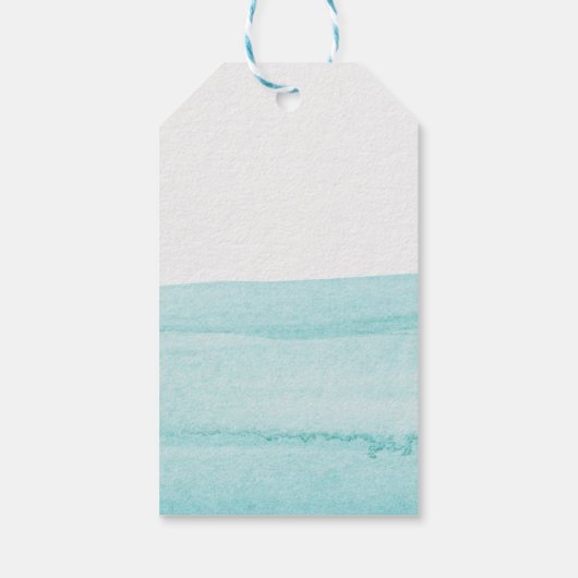 Dino Party Waterverf Boy Blue Verjaardag Cadeaulabel (Achterkant)