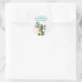 Dino Party Waterverf Boy Blue Verjaardag Ronde Sticker (Tas)