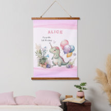 Dino Party Waterverf Meisje Roze Verjaardag