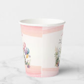 Dino Party Waterverf Meisje Roze Verjaardag Papieren Bekers (Rechts)