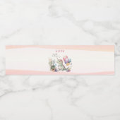 Dino Party Waterverf Meisje Roze Verjaardag Waterfles Etiket (Enkel label)