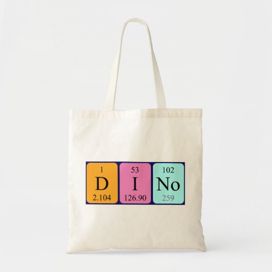 Dino periodieke lijstnaam canvas tas (Voorkant)