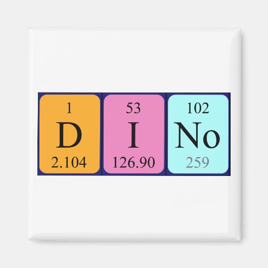 Dino periodieke tabelnaam magneet (Voorkant)