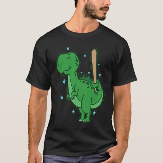 Dino playing Baseball Dinosaur Reptile T-shirt (Voorkant)