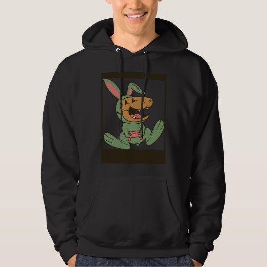 dino playing video games bunny costume hoodie (Voorkant)