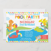 Dino Pool Party Invitation, Pool Party Invite Kaart (Voorkant)