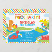 Dino Pool Party Invitation, Pool Party Invite Kaart (Voorkant / Achterkant)